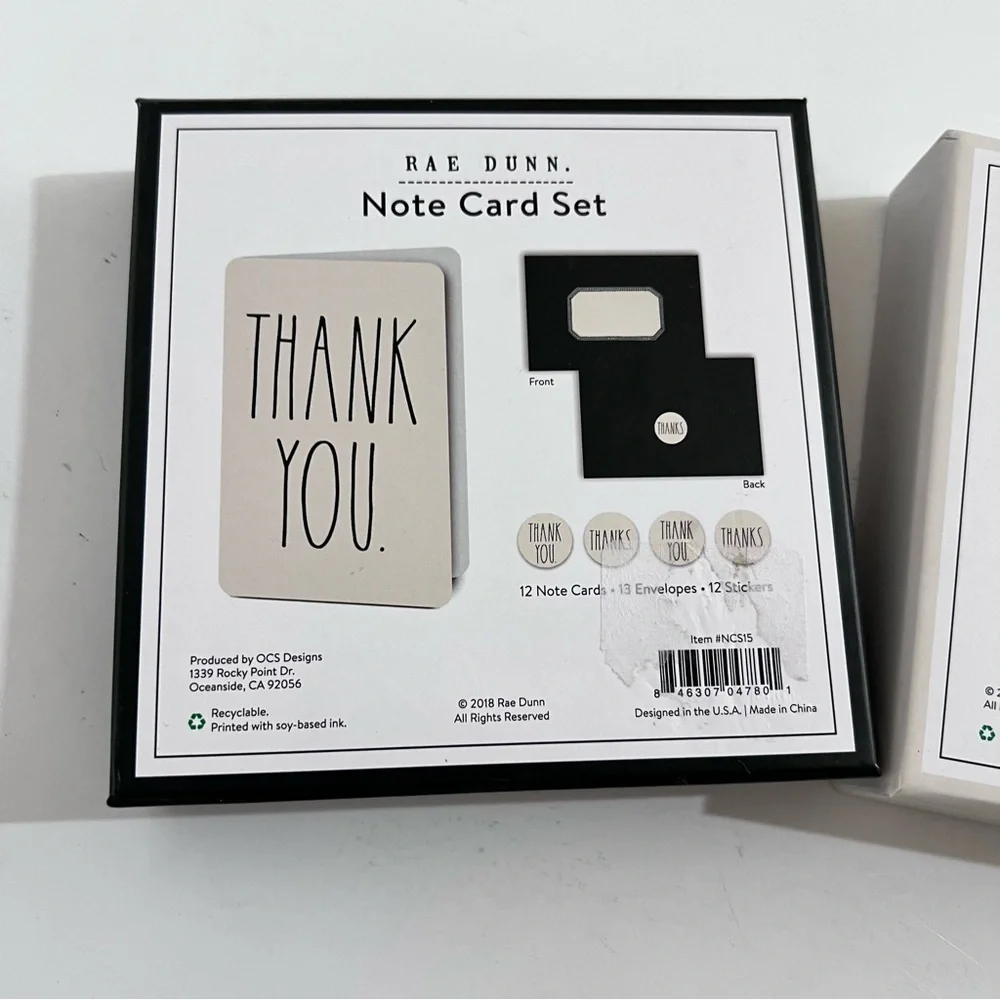 Rae Dunn Thank You Cards Note Card Sets Set of 2 Boxes 24 Cards Total New